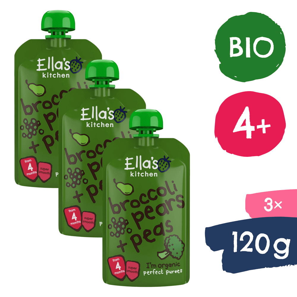 Ella\'s Kitchen BIO Hruška, hrášok a brokolica (3× 120 g)